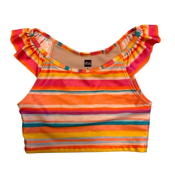 Tea Collection | Girl Orange Berry Purple Striped Tankini 2pec Swim Set Size 6 - Picture 10 of 11